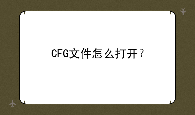 CFG文件怎么打开？