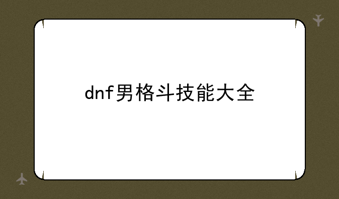 dnf男格斗技能大全