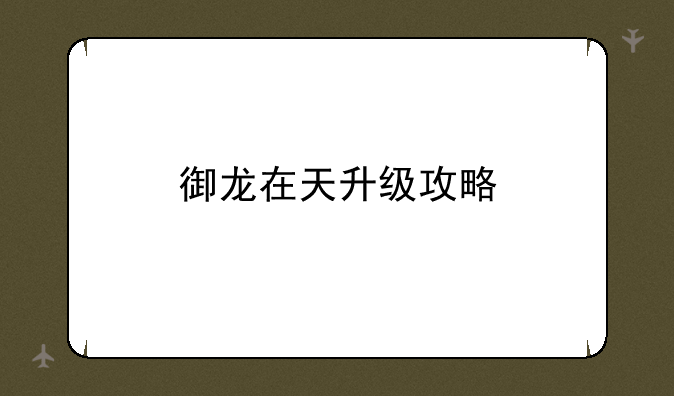 御龙在天升级攻略
