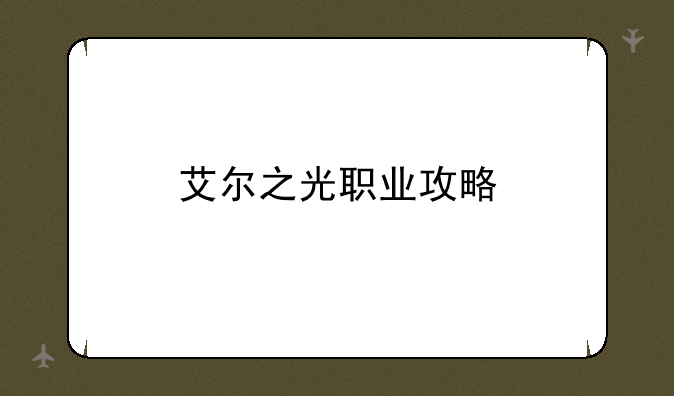 艾尔之光职业攻略