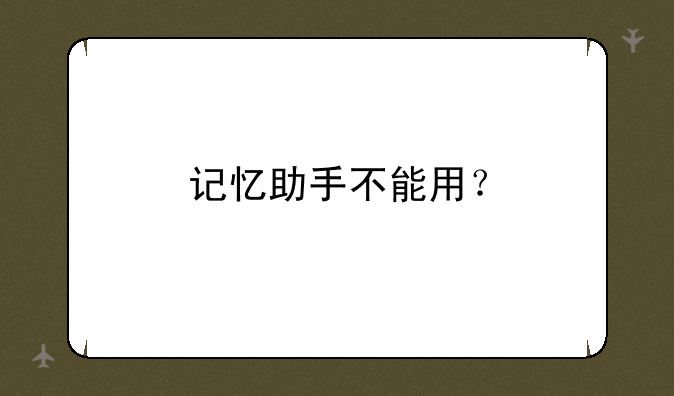 记忆助手不能用？
