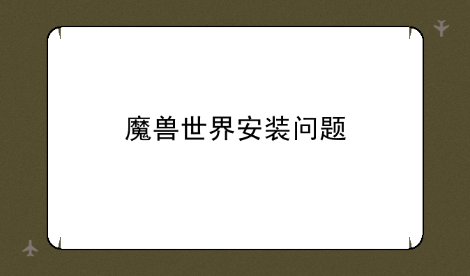 魔兽世界安装问题