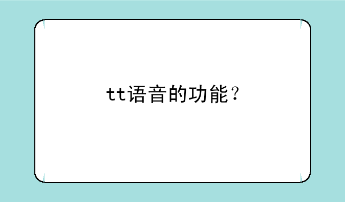 tt语音的功能？