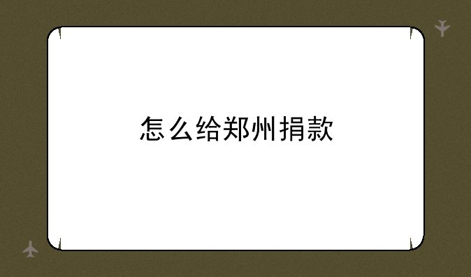 怎么给郑州捐款