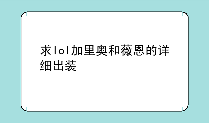 求lol加里奥和薇恩的详细出装