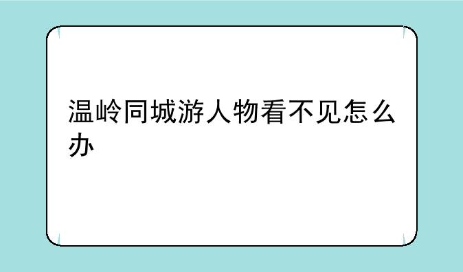 温岭同城游人物看不见怎么办