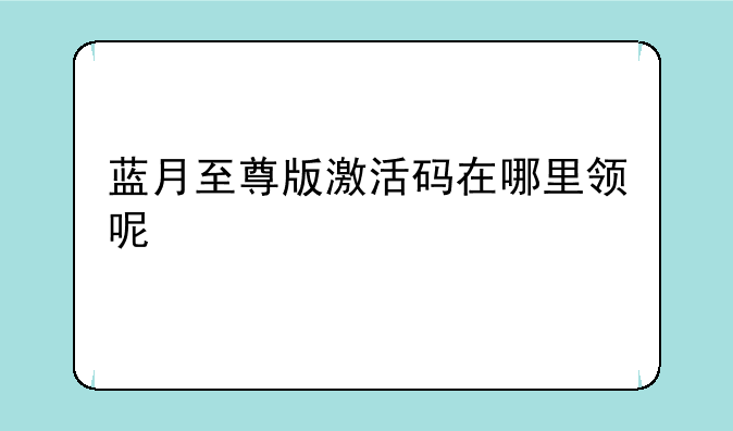 蓝月至尊版激活码在哪里领呢