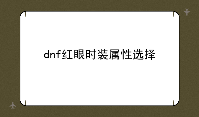 dnf红眼时装属性选择