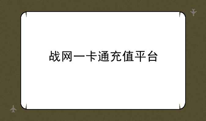战网一卡通充值平台
