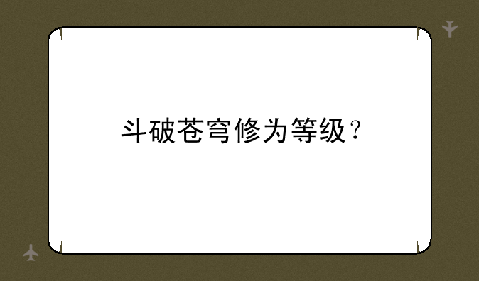 斗破苍穹修为等级？