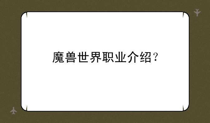 魔兽世界职业介绍？