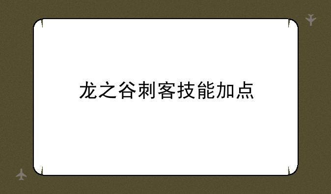 龙之谷刺客技能加点