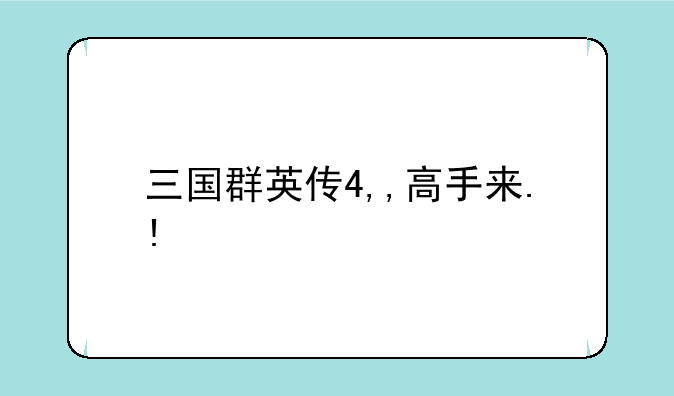 三国群英传4,,高手来.!