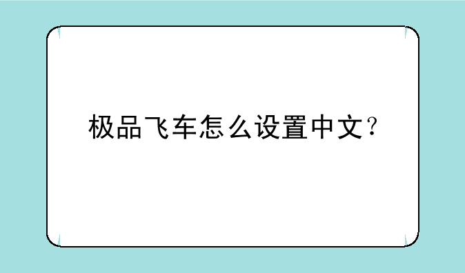 极品飞车怎么设置中文？