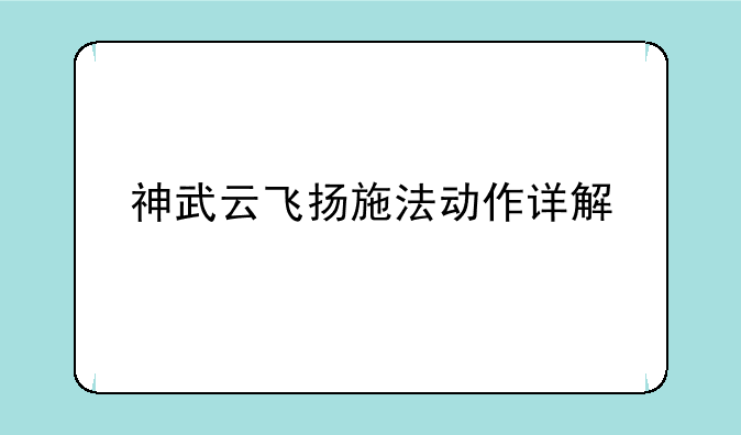 神武云飞扬施法动作详解