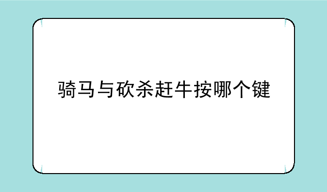 骑马与砍杀赶牛按哪个键