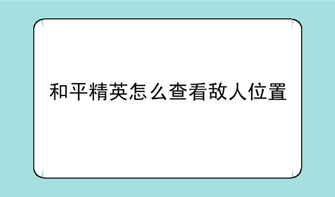 和平精英怎么查看敌人位置