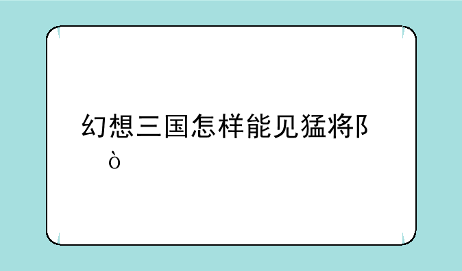 幻想三国怎样能见猛将队？
