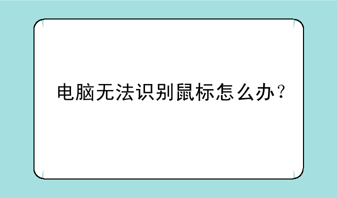电脑无法识别鼠标怎么办？