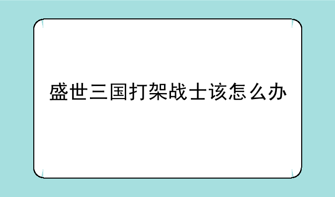盛世三国打架战士该怎么办