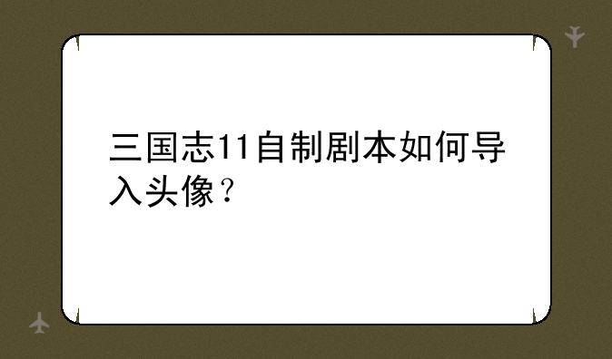 三国志11自制剧本如何导入头像？