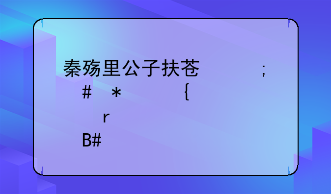 秦殇里公子扶苏怎么加属性点最合适