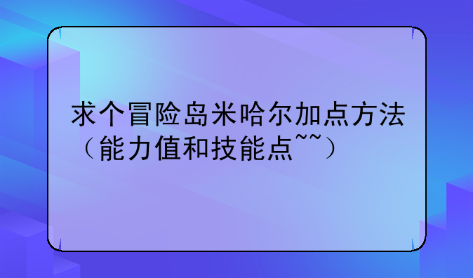 求个冒险岛米哈尔加点方法（能力值和技能点~~）