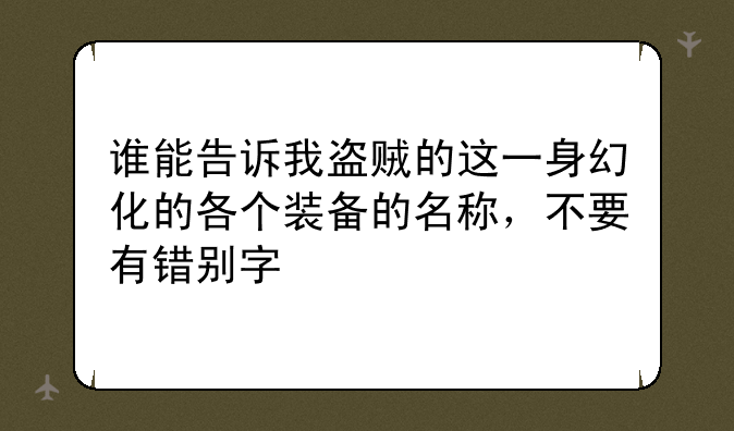 谁能告诉我盗贼的这一身幻化的各个装备的名称，不要有错别字