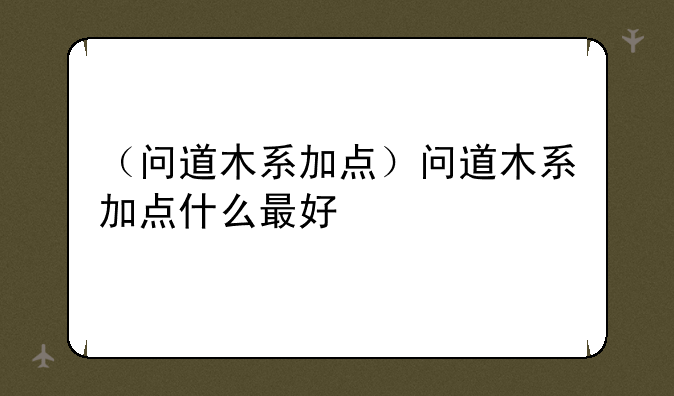 （问道木系加点）问道木系加点什么最好