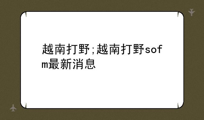越南打野;越南打野sofm最新消息