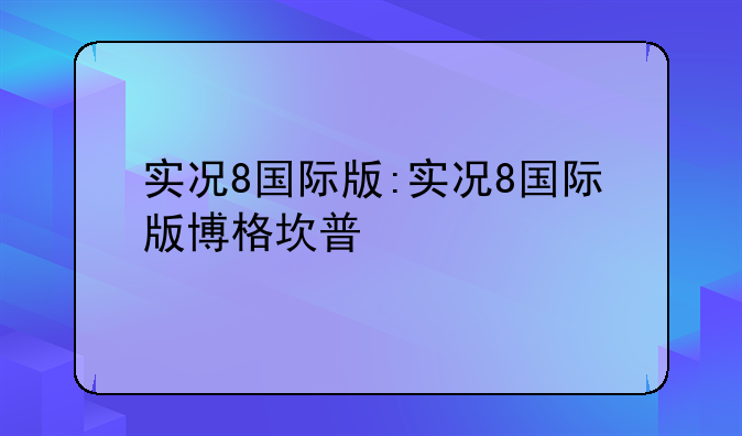 实况8国际版:实况8国际版博格坎普