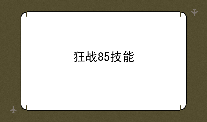 狂战85技能