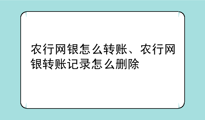 农行网银怎么转账、农行网银转账记录怎么删除